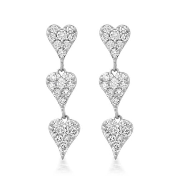 Triple Heart Trail 14K (or 18k upon request) Yellow Gold Drop Earrings